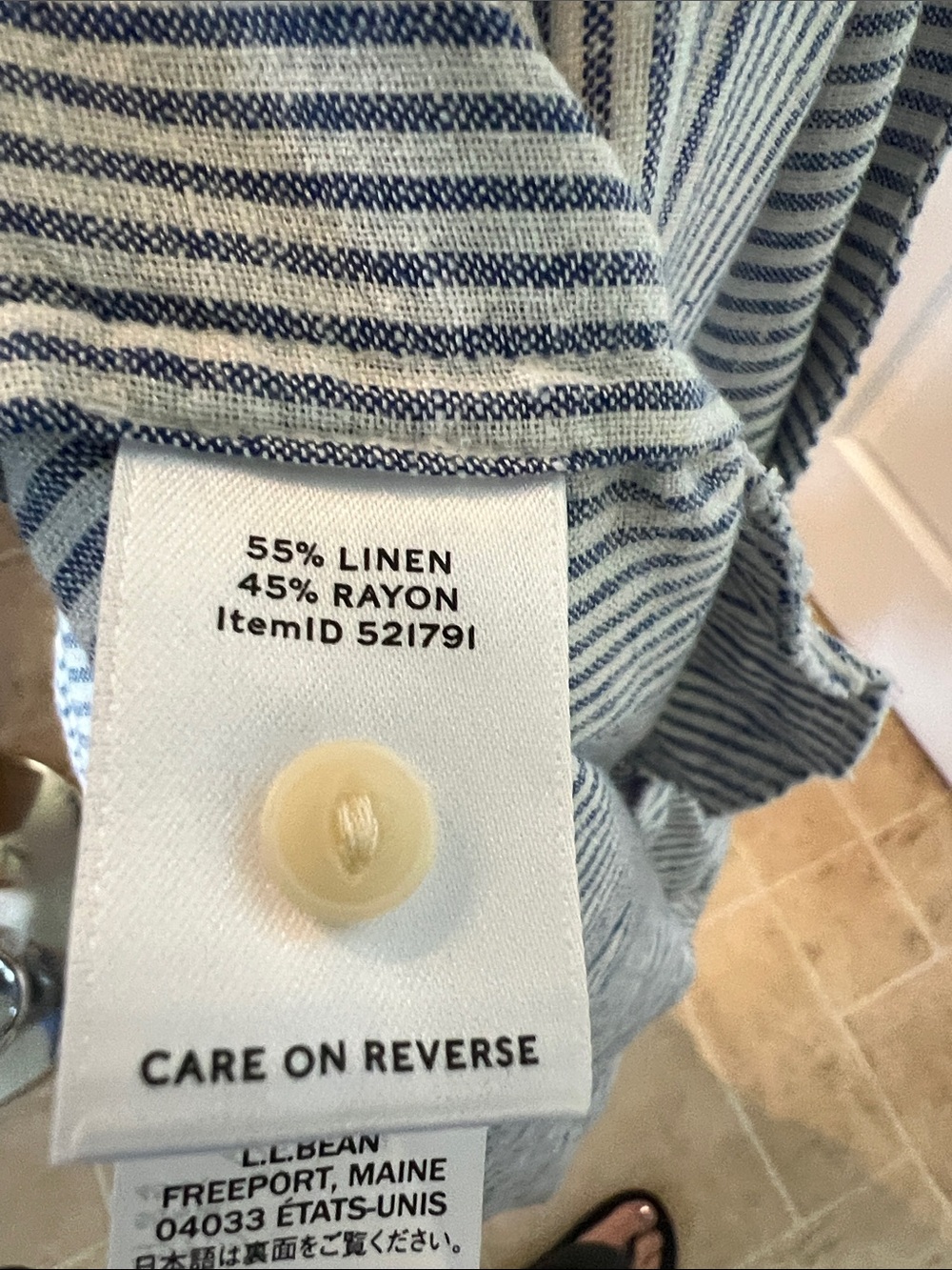 L.L. Bean Navy and White Striped Pullover Midi Dress - Picture 4 of 6